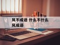 风不成语 什么不什么风成语
