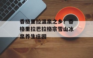 香格里拉温泉之乡？香格里拉巴拉格宗雪山冰泉养生庄园