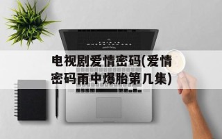 电视剧爱情密码(爱情密码雨中爆胎第几集)