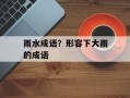 雨水成语？形容下大雨的成语