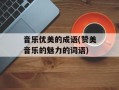 音乐优美的成语(赞美音乐的魅力的词语)
