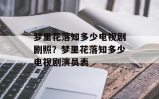 梦里花落知多少电视剧剧照？梦里花落知多少电视剧演员表