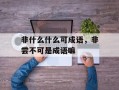 非什么什么可成语，非尝不可是成语嘛