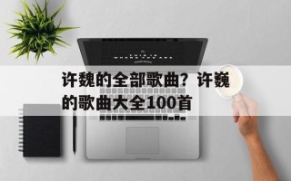 许魏的全部歌曲？许巍的歌曲大全100首
