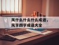 风什么什么什么成语，风字四字成语大全