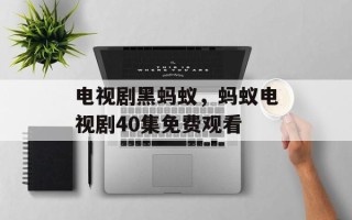 电视剧黑蚂蚁，蚂蚁电视剧40集免费观看