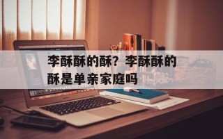 李酥酥的酥？李酥酥的酥是单亲家庭吗