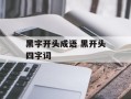 黑字开头成语 黑开头四字词