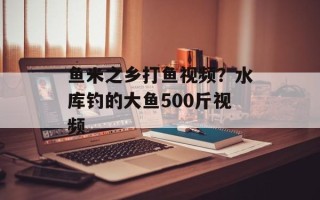 鱼米之乡打鱼视频？水库钓的大鱼500斤视频