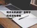 鸭开头的成语？带鸭字的成语有哪些