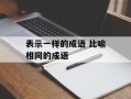 表示一样的成语 比喻相同的成语