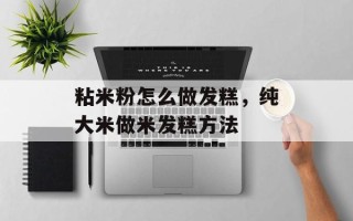 粘米粉怎么做发糕，纯大米做米发糕方法