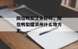 阳信鸭梨之乡好吗，阳信鸭梨醋滨州什么地方卖