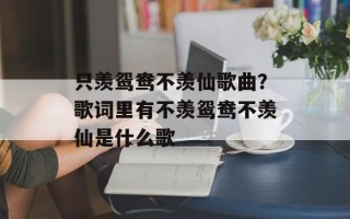 只羡鸳鸯不羡仙歌曲？歌词里有不羡鸳鸯不羡仙是什么歌
